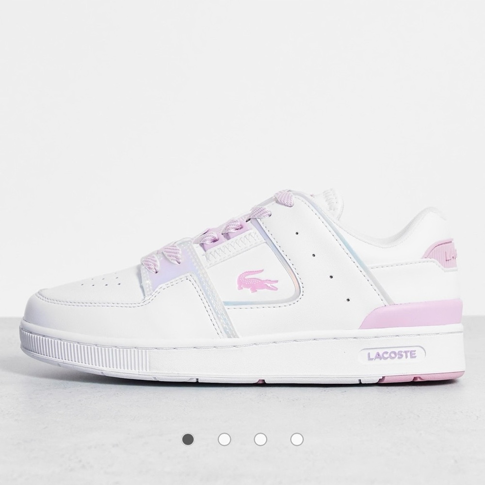 Lacoste Court cage leather sneakers in white and pink